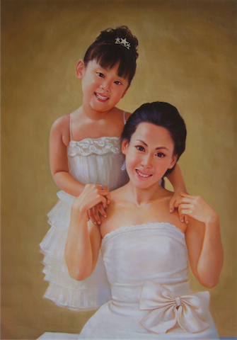 Mother-daughter , Photo to Oil Painting