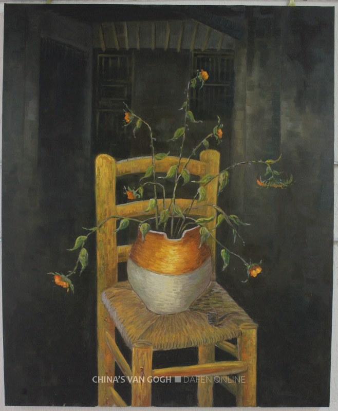 vase with fifteen sunflowers on van gogh&#039;s chair - Zhao Xiaoyong